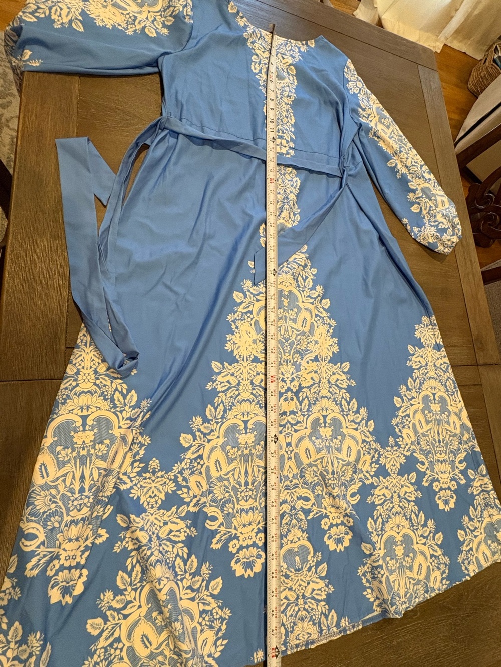 Blue Floral Midi/Maxi Dress with Tie Empire Waist - Picture 10 of 11